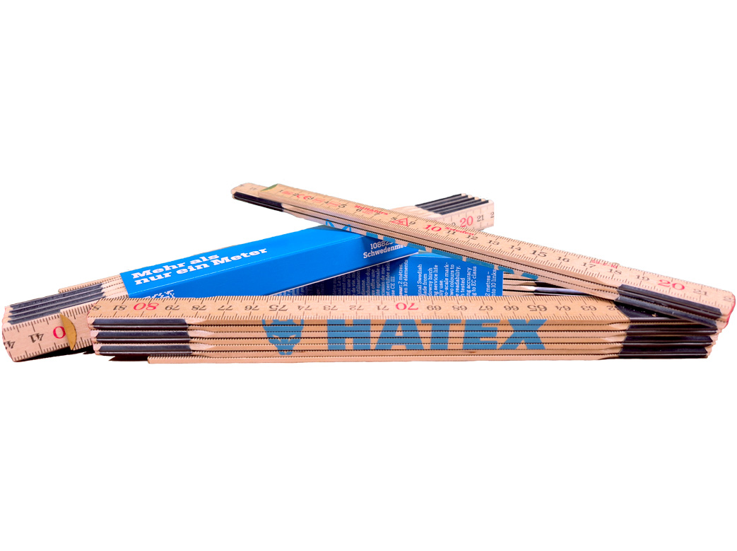 Hatex mètre pliant suédois bois, 2m, cyan