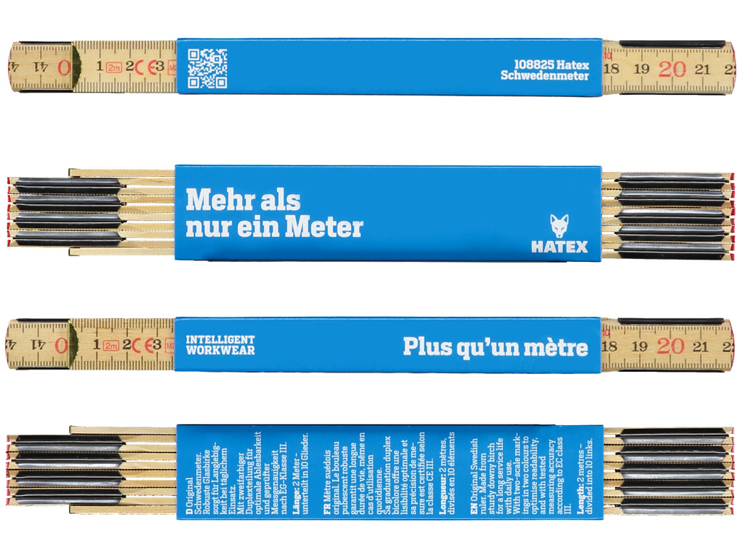 Hatex mètre pliant suédois bois, 2m, cyan